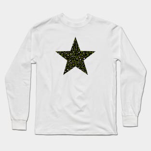 Leopard Print Star in Green, Black and Light Pink Long Sleeve T-Shirt